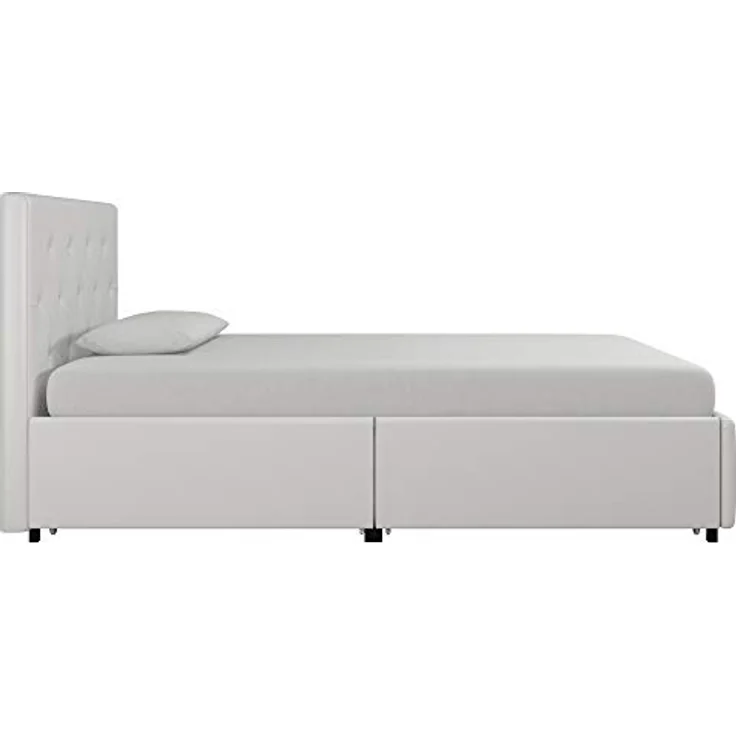 DHP Furniture Dakota Bed with Storage Drawers White PU Single – Bild 11