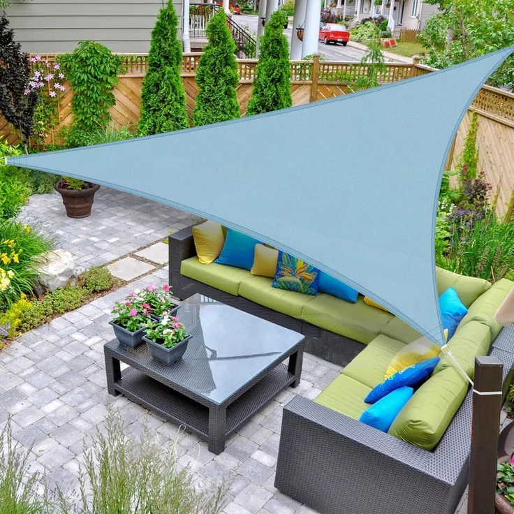AXT SHADE Sonnensegel Wasserdicht Dreieckig 3 x 3 x 3 m Wetterschutz Sonnenschutz PES Polyester mit UV Schutz für Terrasse Balkon Garten-Graublau – Bild 1