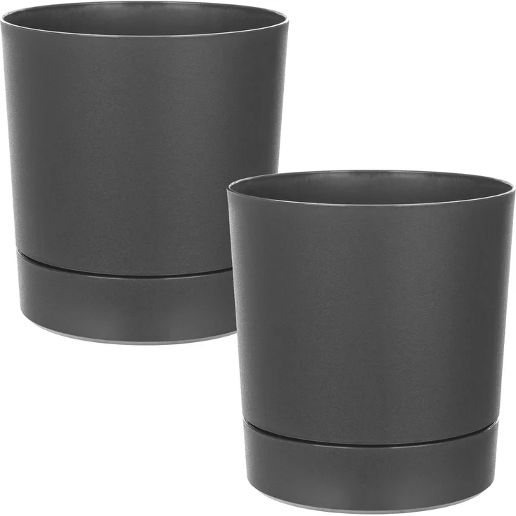 KADAX Blumentopf mit Ständer AURA 145 recycelt, anthrazit, 2er-Pack – Bild 5