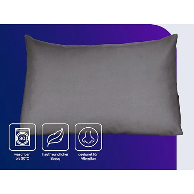 Traumnacht Cozy Rückenkissen, Lesekissen, 70x40 cm dunkelgrau, abnehmbarer,waschbarer Bezug aus 100% Polyester,praktisches Seitenfach,Öko-Tex zertifiziert,produziert nach deutschem Qualitätsstandard – Bild 4