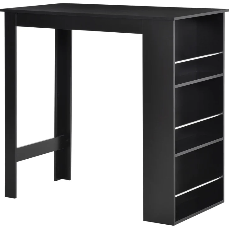 MELAYR, Hoher Bartisch, Küchentisch mit 3 Seitenablagen, Moderner Stil, für Esszimmer, Lounge, 112x57x106 cm, Schwarz – Bild 1