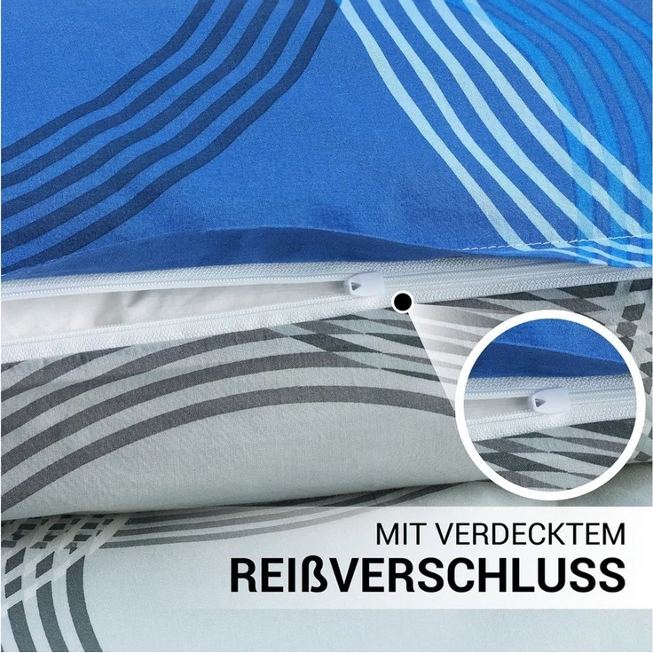 Malika Bettwäsche 155x220 + 80x80 cm atmungsaktiver Baummwoll Renforce Bettbezug, Renforce Baumwolle, 2 teilig, Für Allergiker geeignet, pflegeleicht, angenehm weicher Stoff – Bild 4