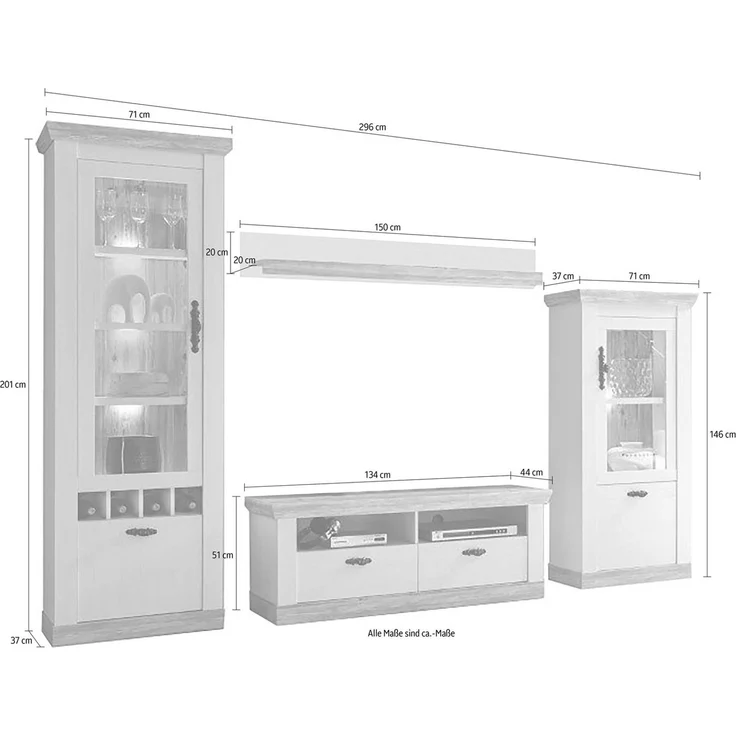 Home affaire Wohnwand Florenz, (Set, 4-St), im romatischen Landhauslook – Bild 3