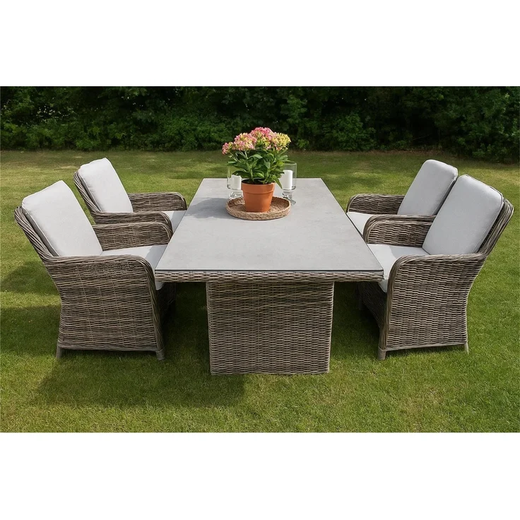 Ria Dining Lounge Set, Polyrattan, grau, für 4 Personen – Bild 3