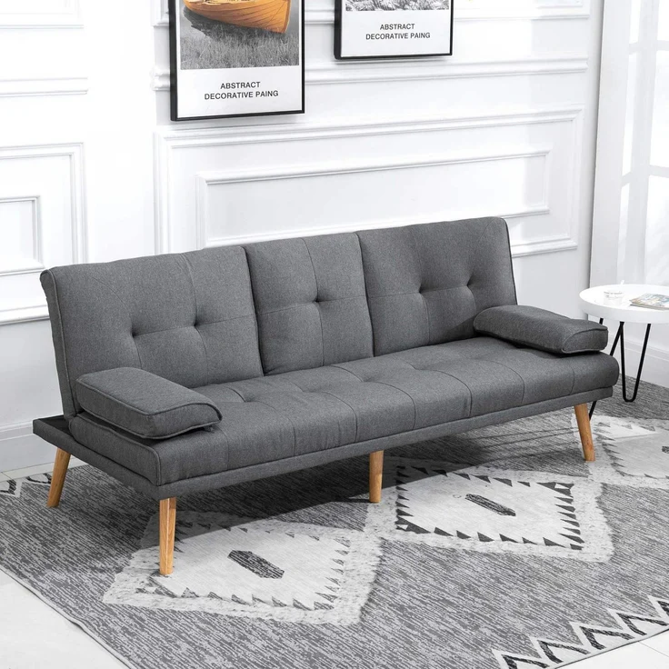 DESVIAE Schlafsofa mit klappbarem Tisch, 181x78x77 cm, Polyester, Dunkelgrau – Bild 1