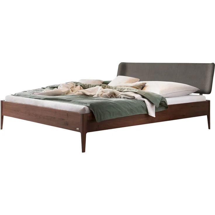 Hasena Massivholzbett Varese Nussbaum mit Kopfteil Pace grey 160x200 cm, Fußhöhe 20 cm – Lounge – Bild 1