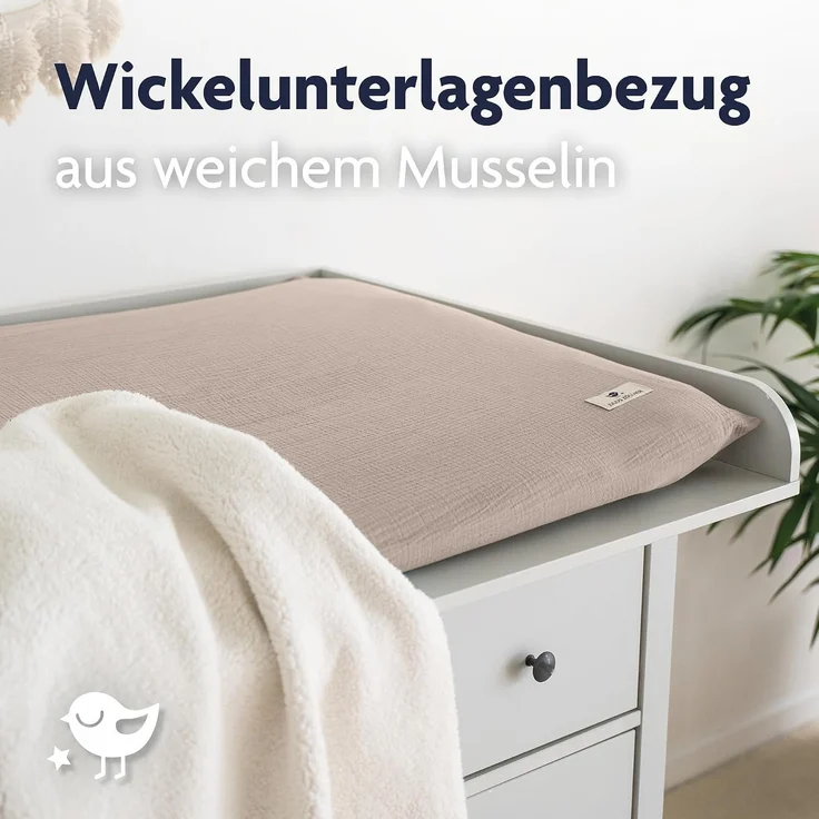 Julius Zöllner Überzug Wickelauflage Musselin sand 75/75 cm – Bild 2