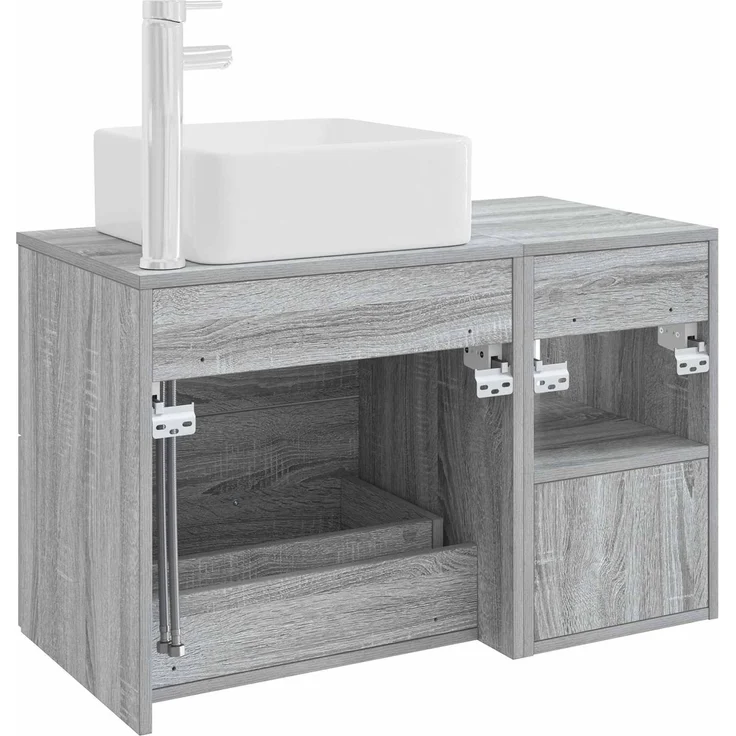 vidaXL Badezimmerschrank-Set 2 stk. Grau Sonoma 83 x 35 x 80 cm 3403901 – Bild 6
