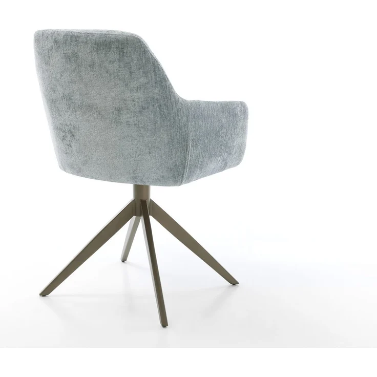 Drehstuhl Pejo-Flex Chenille Pastellblau Kreuzgestell breit Effektfinish Titan 360° drehbar Taschenfederkern – Bild 5