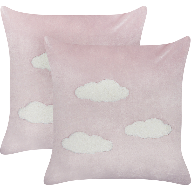 Kissen 2er Set Für Kinder IPOMEA Samtstoff 45 x 45 cm Rosa