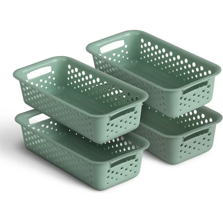 Pro Home Aufbewahrungskorb Modularer Kunststoffkorb Kunststoff Box (4 St), Aufbewahrungsbox mit Griffen - BPA-Frei - Organizer Körbchen Bad Küche