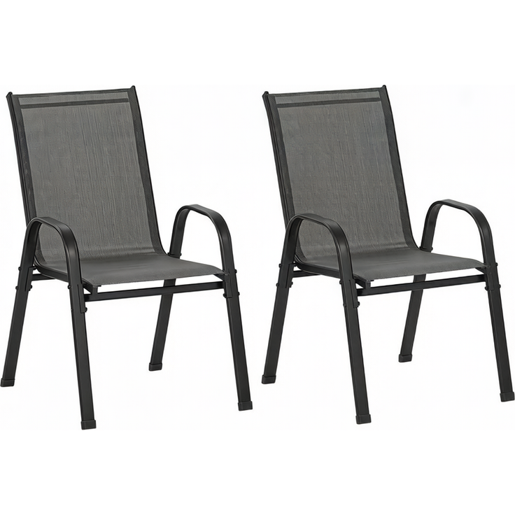 Gartenstuhl-Set 55 x 92 x 65 cm, 2 stapelbare Stühle in Dunkelgrau mit Armlehnen – Bild 4