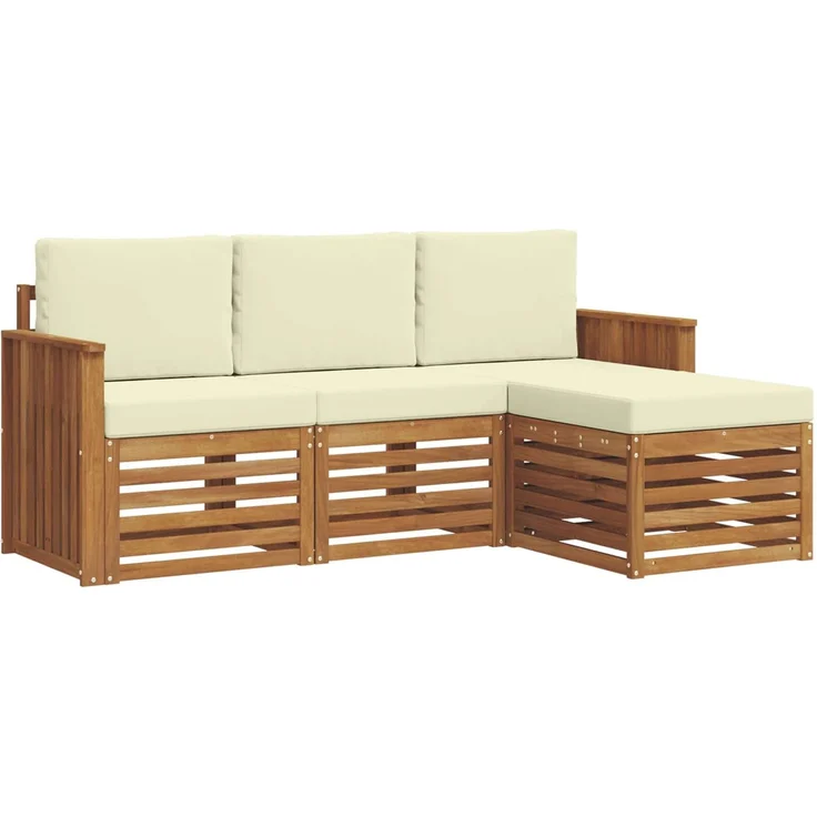vidaXL Outdoor-Sofagarnitur 4 stk. 4-Sitzer Natur und Creme 3374605 – Bild 2