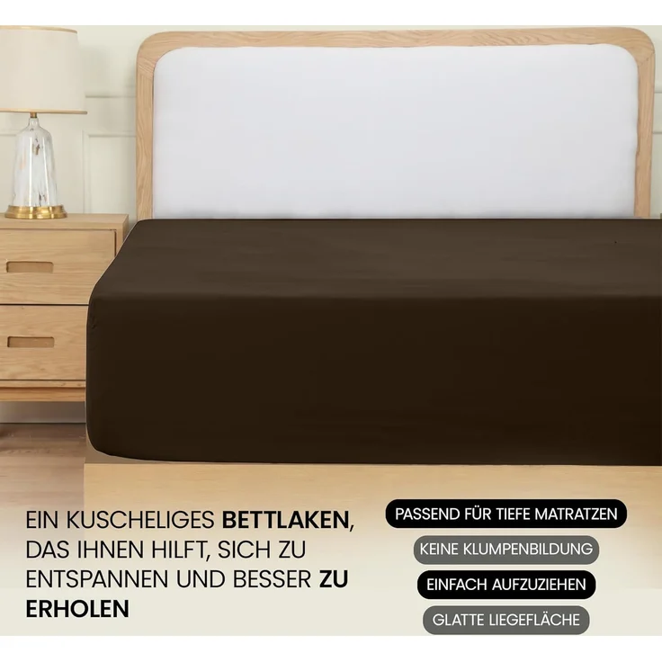 Utopia Bedding - Spannbettlaken 140x200 cm - Braun - Gebürstete Polyester-Mikrofaser Spannbetttuch - 35 cm Tiefe Tasche – Bild 6
