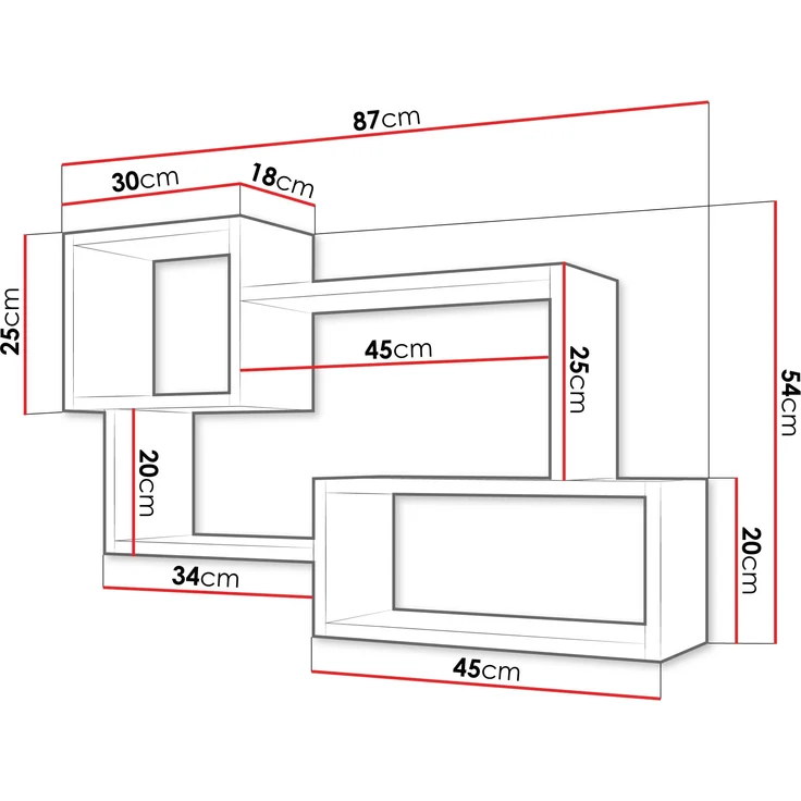 Wandregal Trio 005, Farbe: Schwarzer Graphit – Bild 4