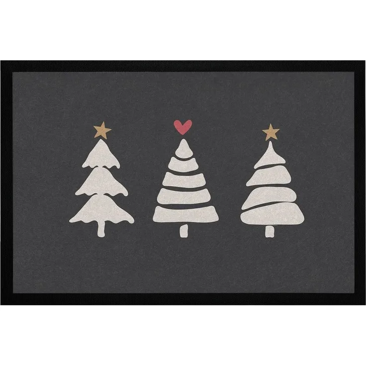 MoonWorks Fußmatte Fußmatte Winter Bäume Skandi Style Frohe Weihnachten rutschfest &, rechteckig