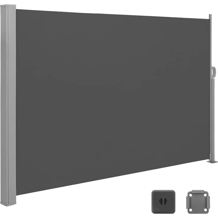 SONGMICS Seitenmarkise mit Stahl-Kasten, rostbeständig, ausziehbar, Anthrazit, 160x300 cm – Bild 2