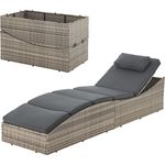 Juskys 'Lamia' Sonnenliege mit Auflage, klappbar, Kopfteil verstellbar, Polyrattan grau, 200 x 60 x 40 cm