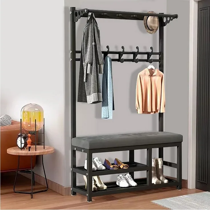 OYLCDI Garderobenständer Kleiderständer Garderobe mit Schuhbank, flurgarderobe, garderobe flur, (Schuhregal,Garderobe), mit 9 Kleiderhaken