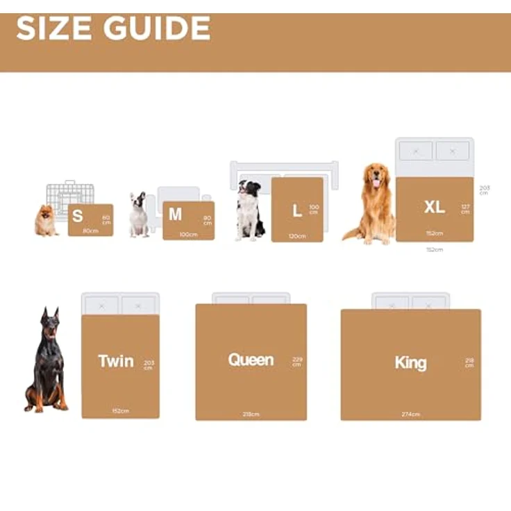 Lesure wasserdichte Hundedecke Grosse Hunde - 100x80 cm Outdoor Hundedecke waschbar, Hundedecke Sofaschutz aus Sherpa Fleece, Katzendecke flauschig und weich, Kamel – Bild 6