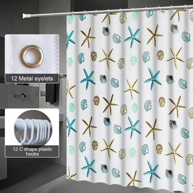 Duschvorhang Lang Blau Antibakteriell 200x220 cm Wasserdicht PEVA – Bild 6
