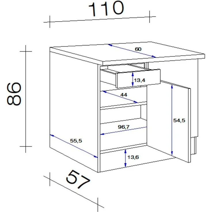 Flex-Well Eckunterschrank Nepal (B x H x T) 110/60 x 86 x 60 cm – Bild 2