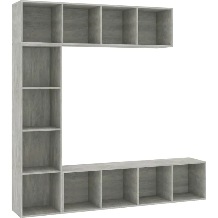 vidaXL 3-tlg. Bücher-/TV-Schrank Set Betongrau 180x30x180 cm 278792