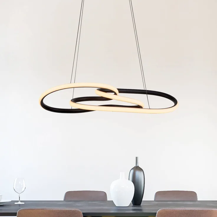 PAUL NEUHAUS LED-Hängelampe TWIST, schwarz, 76 cm, dimmbar mit warmweißem Licht, Metall