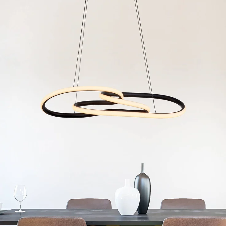 PAUL NEUHAUS LED-Hängelampe TWIST, schwarz, 76 cm, dimmbar mit warmweißem Licht, Metall