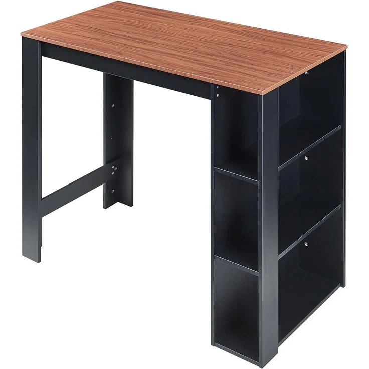 Bartisch Danderyd 120x60x106 cm mit 3 Ablagefächern Schwarz/Walnussoptik [en. casa] – Bild 5