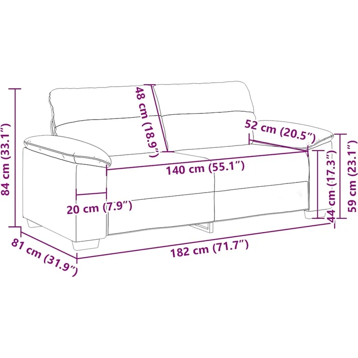 vidaXL 2-Sitzer-Sofa Taupe 180x81x84 cm Stoff 4105313 – Bild 8