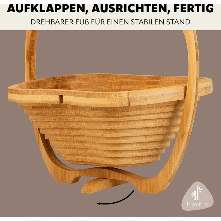 bremermann Obstschale faltbarer Obstkorb, Apfel-Design, Bambus ca. 26,7 x 30 x 22,5 cm, Bambus, (1-tlg) – Bild 5