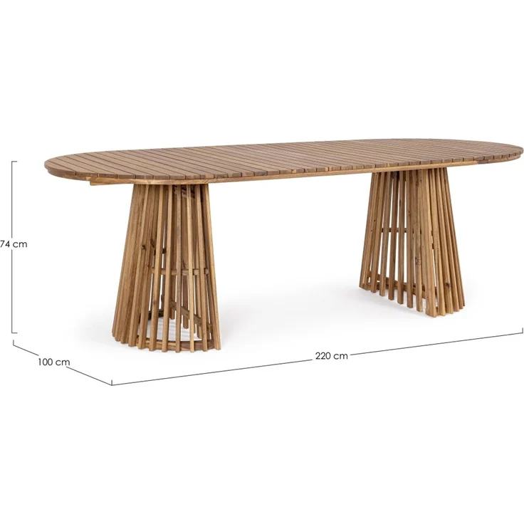 Gartenesstisch Rodano aus Akazienholz, skandinavischer Stil, natur, für 6-8 Personen, 220x100 cm – Bild 4