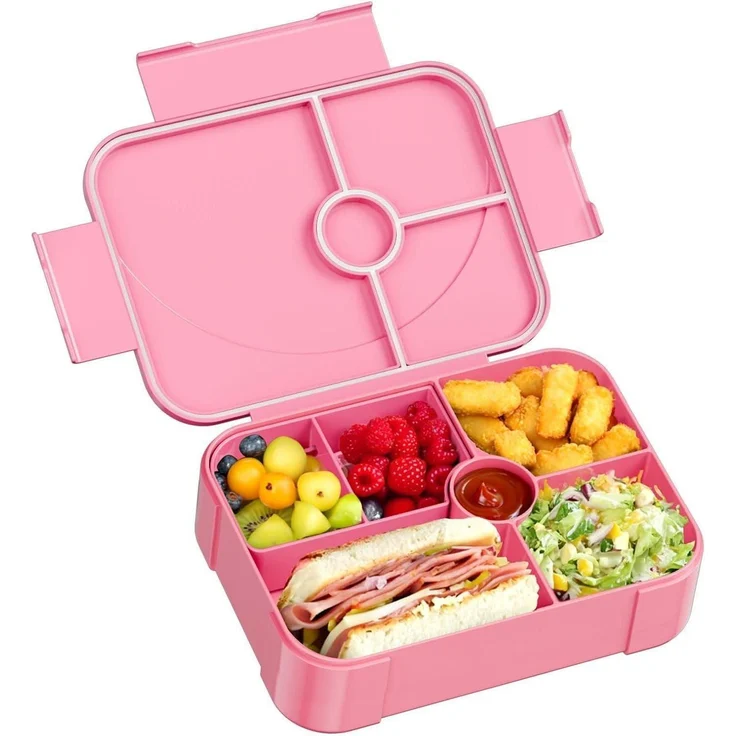 Brotdose Kinder Fächer Auslaufsicher Lunchbox Schule Rosa – Bild 1