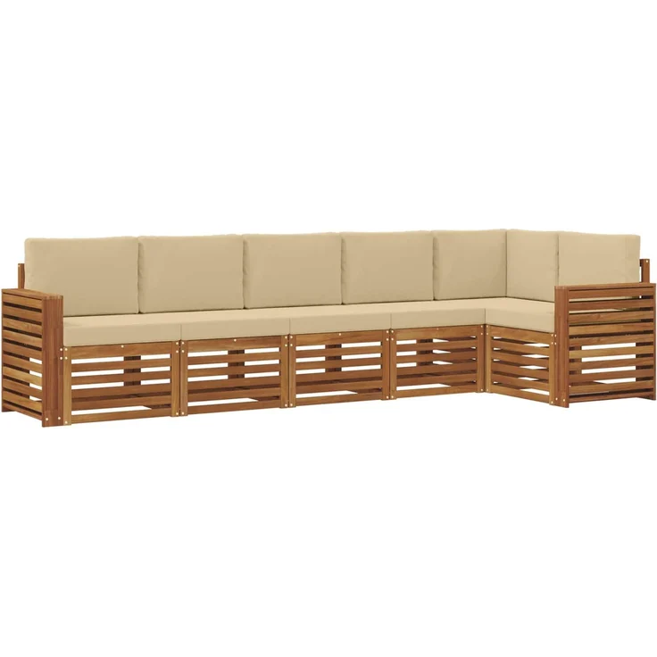 vidaXL Outdoor-Sofagarnitur 6 stk. 6-Sitzer Natur und Beige 3374898 – Bild 2