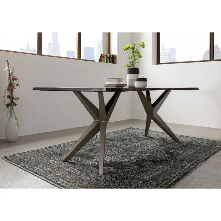 Baumtisch Akazie 160x90x76 braun lackiert Beine silber matt FREEFORM 4 #23 – Bild 4