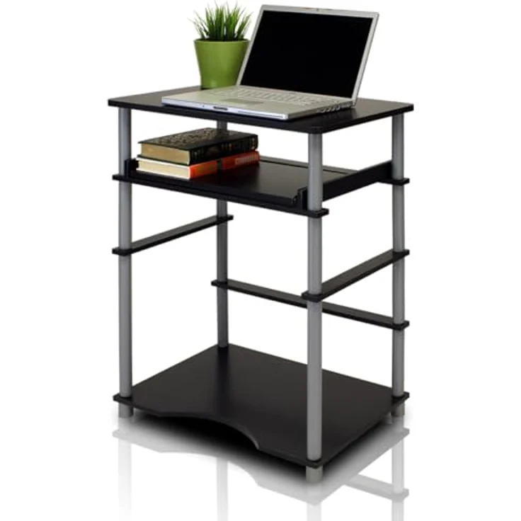 Furinno Laptop Notebook Schreibtisch, holz, Schwarz/grau, 39.62 x 39.62 x 75.18 cm – Bild 2