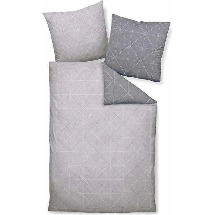 soma Bettwäsche Bettbezug 135x200 80x80 geometirisch gestreift grau bieber warm, Biber, 2 teilig, Warme Biber Flanell Bettwäsche 135x200 Herbst Winter kuschelig weich – Bild 2