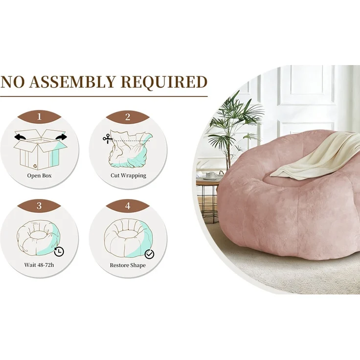 Sitzsack 54 x 54 x 35 cm in Rosa – aus Flannelette, stabil und vielseitig für Wohn- und Schlafzimmer – Bild 4