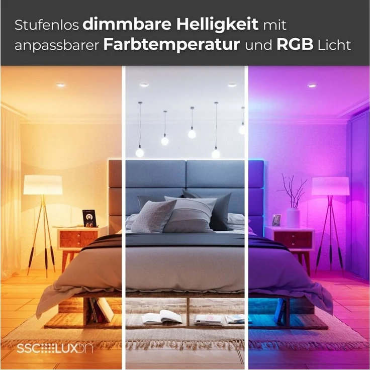 SSC-LUXon LED Aufbaustrahler Deckenlampe SAMU weiß mit Smart Home WiFi GX53 LED 6W RGBW, Smart – Bild 2