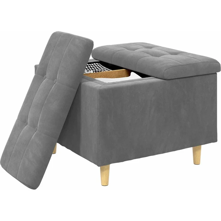 vidaXL Ottoman mit Stauraum Dunkelgrau 60 x 60 x 45 cm Samt 876826 – Bild 3