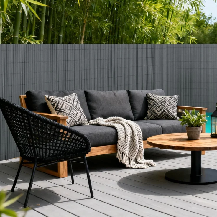 Coradoma PVC Sichtschutzmatte Anthrazit 90x300cm Sichtschutz für Balkon Garten Terrasse, Blickdichter Lärmschutz, Windschutz, inkl. Kabelbinder – Bild 7