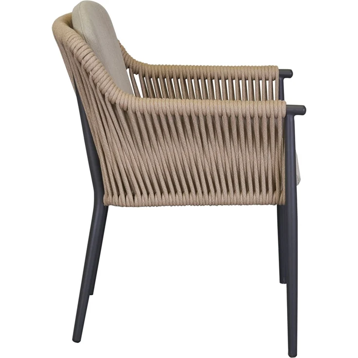 Gartenstuhl Balu 2 Armlehnenstuhl mit Sitz- und Rückenkissen Beige – Bild 3