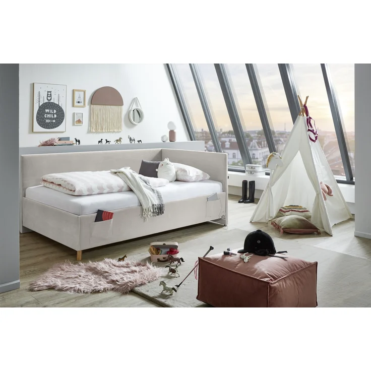 Polsterliege >Cool mit BK< Liegefläche 140x200cm, Scala Beige, Stellmaß: 150x90x210cm (BxHxT) – Bild 1