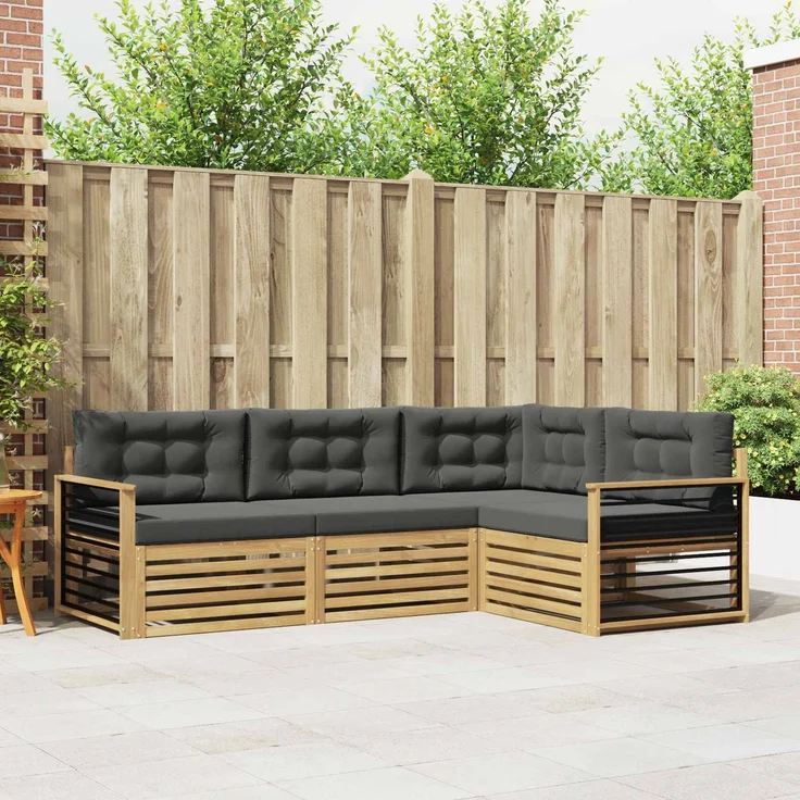 vidaXL Outdoor-Sofagarnitur 4 stk. 4-Sitzer Weiß und Anthrazit 3390417 – Bild 1