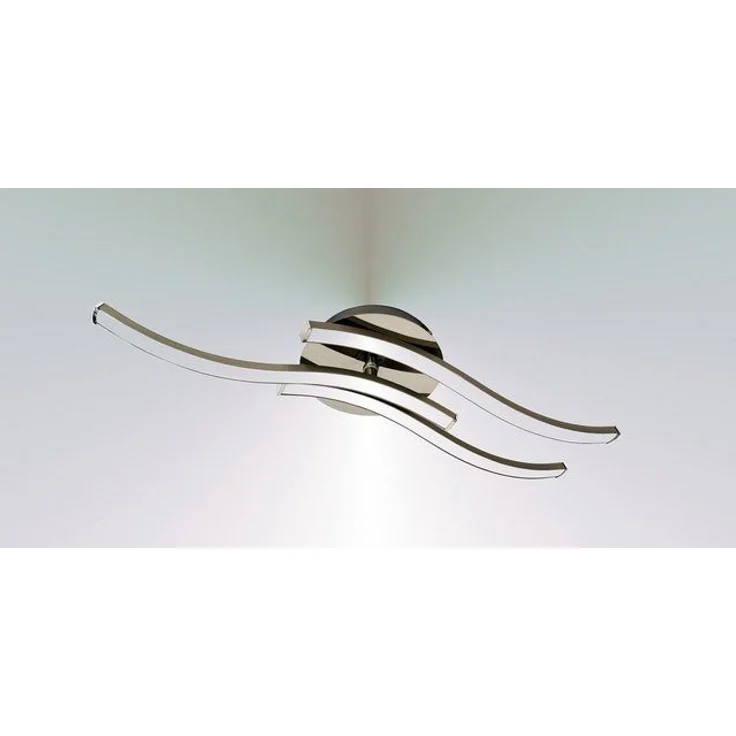 TRANGO LED Deckenleuchte, 3155 Design LED-Deckenleuchte Serie *WAVE* 3 Flammen mit 1 schwenkbar Leuchtenarm I modern & chic I in Wellenform I Deckenlampe I 3x5 Watt LED Modul, 3000K warm-weiß I Nickel matt & Chrom – Bild 4