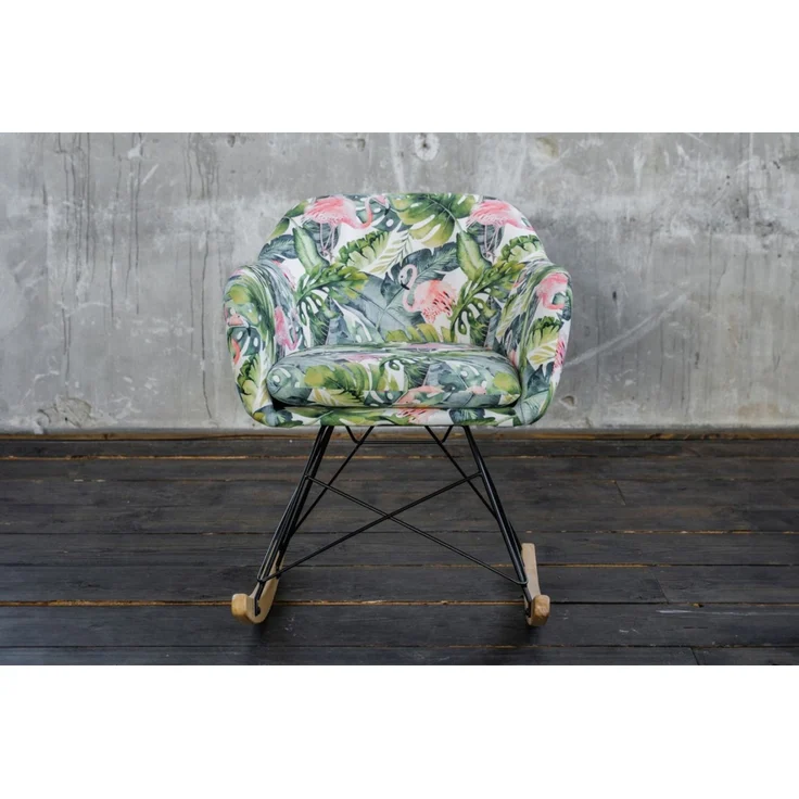 KAWOLA Schaukelstuhl Stella Schaukelsessel Esszimmerstuhl Stoff Flamingo 73 x 75 x 62 cm – Bild 6