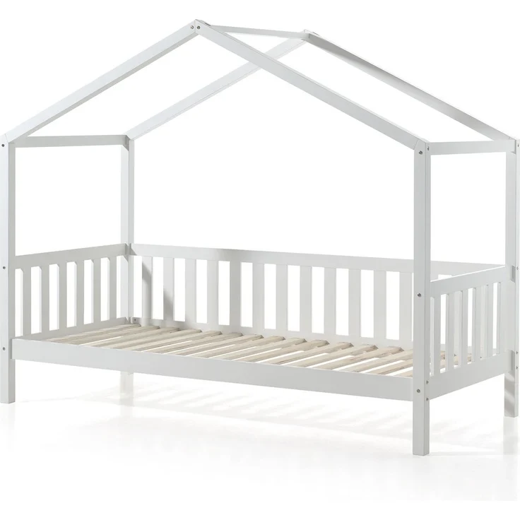 Hausbett Kapua 210x97x170 Kinderbett Massivholz Weiß – Bild 1