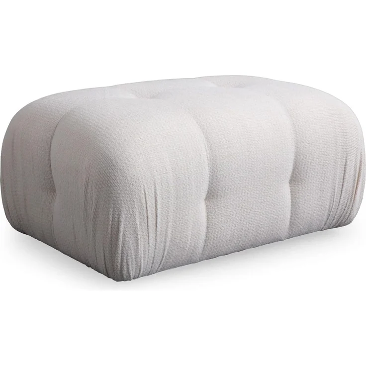Atelier Del Sofa Stylish Pouffe with Beech Wood Frame, 100% Polyester Fabric, 95 x 65 x 75 cm, Soft Grey Foam, Includes Pillows, Black Plastic Legs, Elegant White Design – Bild 1