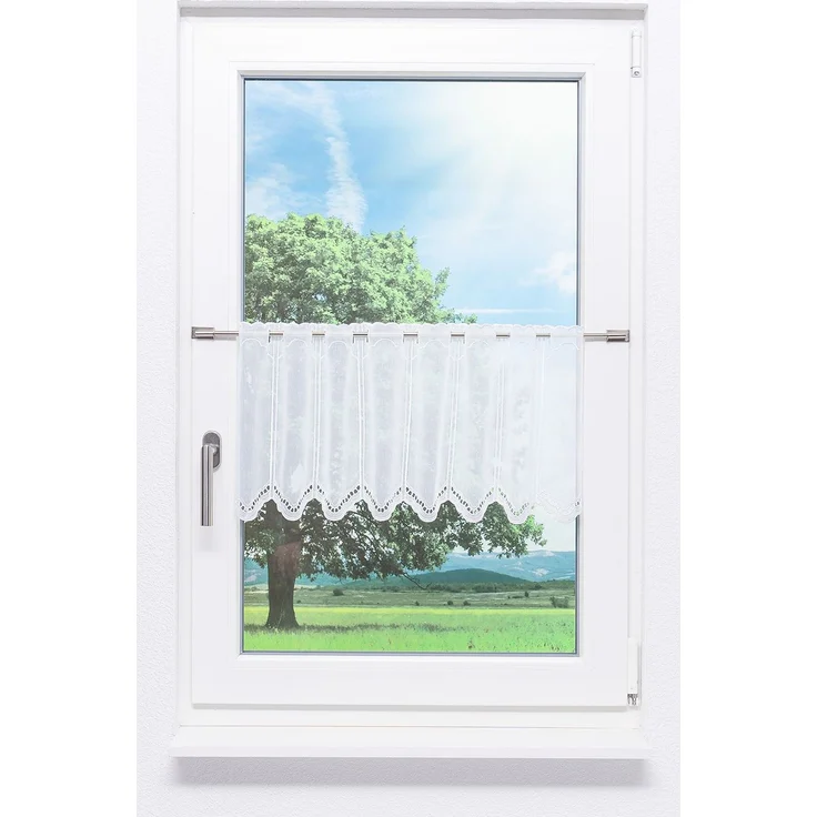 Scheibengardine von Lysel - Bogenmuster (Bx H) 108cm * 30cm reinweiß/Weiß – Bild 1